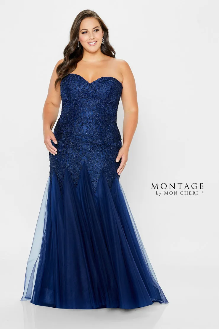 Montage 118964 Strapless Beaded Tulle Trumpet Gown