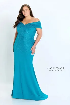 Montage 220949 Off The Shoulder Jersey Stone Gown