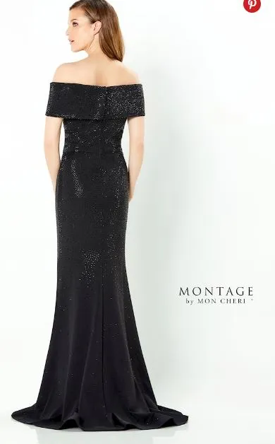 Montage 220949 Off The Shoulder Jersey Stone Gown