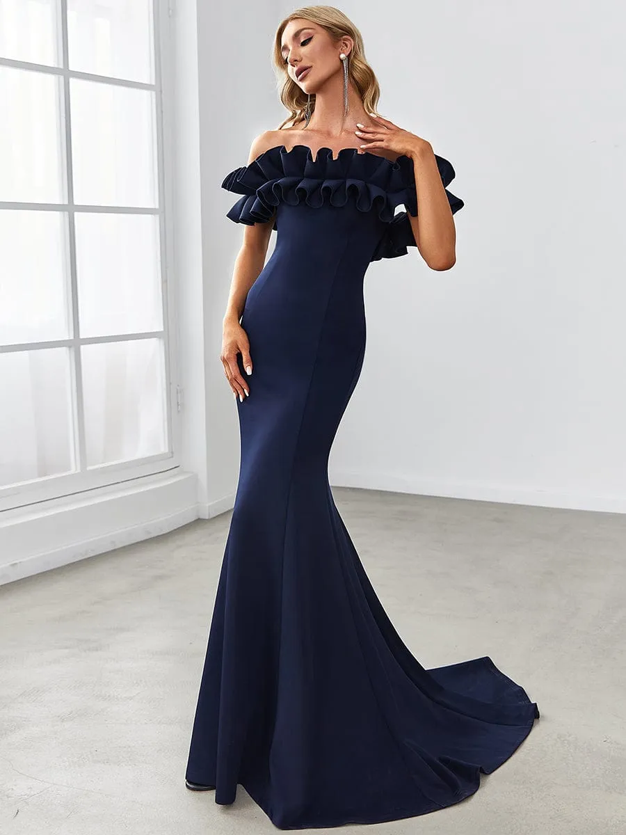 Off the Shoulder A Line Mermaid Maxi Evening Gown