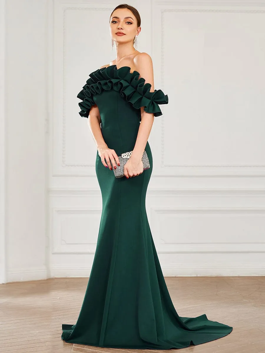 Off the Shoulder A Line Mermaid Maxi Evening Gown