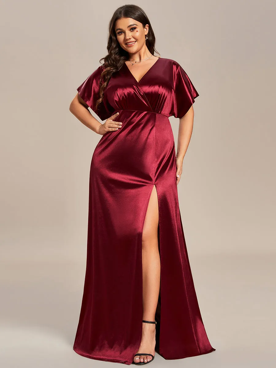 Plus Split Bat-Wing Sleeve Wholesale Stain Evening Dresses