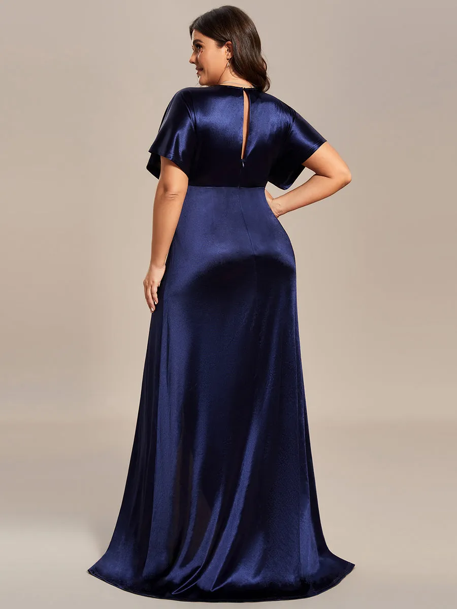 Plus Split Bat-Wing Sleeve Wholesale Stain Evening Dresses