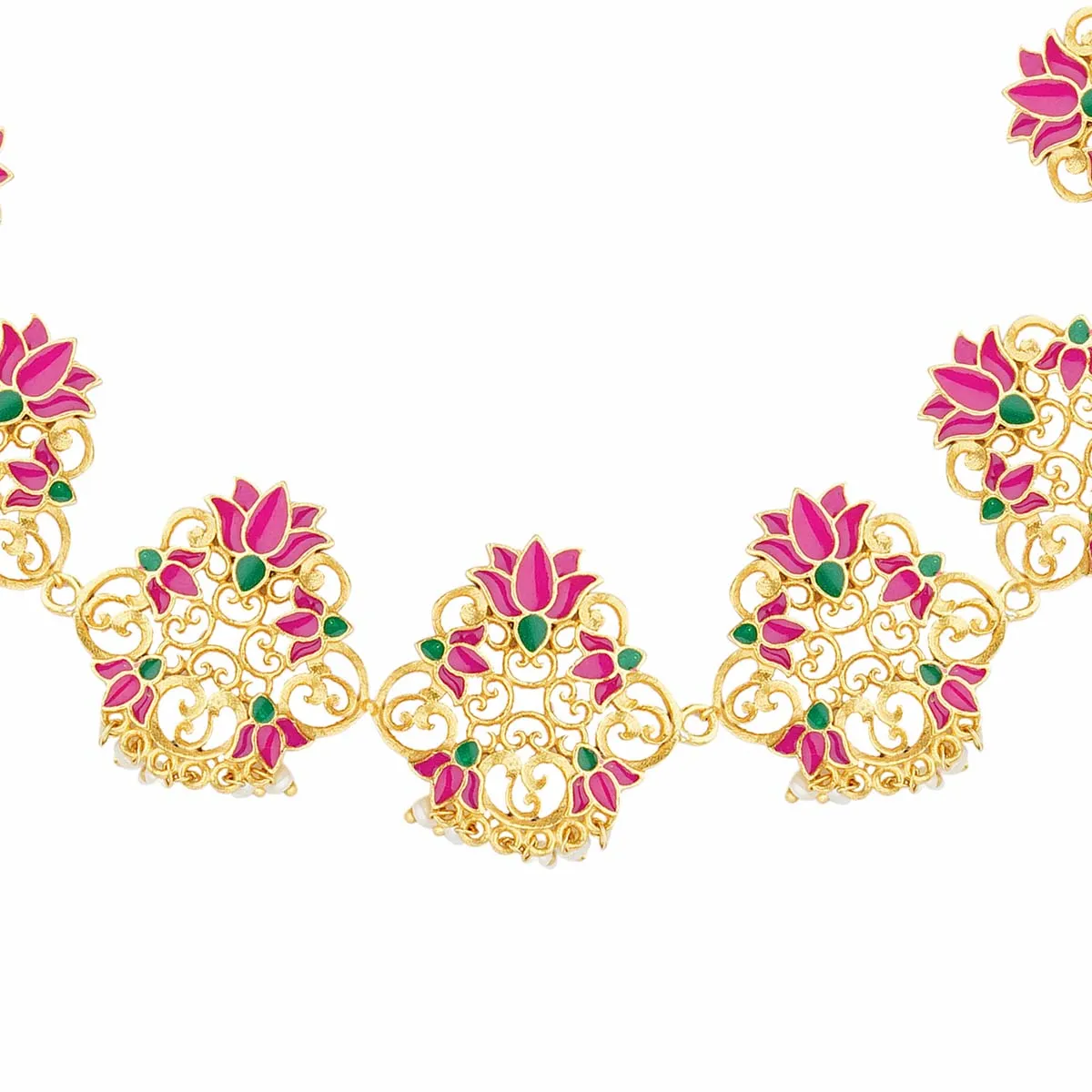 Poet's Delight Lotus Maatha Patti in Pink Enamel