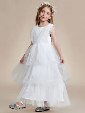 Princess Style Layered Cake Long Tulle Flower Girls Dress