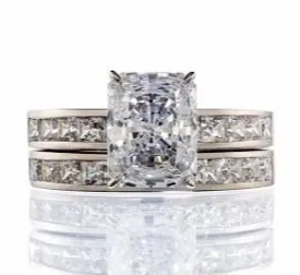 Radiant And Princess Cut Cubic Zirconia Bridal Set In Sterling Silver