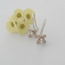 Rose gold Star flower drop earrings with sterling silver ball