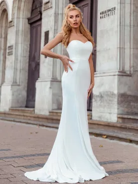 Simple Off Shoulder Wholesale Sweetheart Mermaid Eloping Dress for Wedding