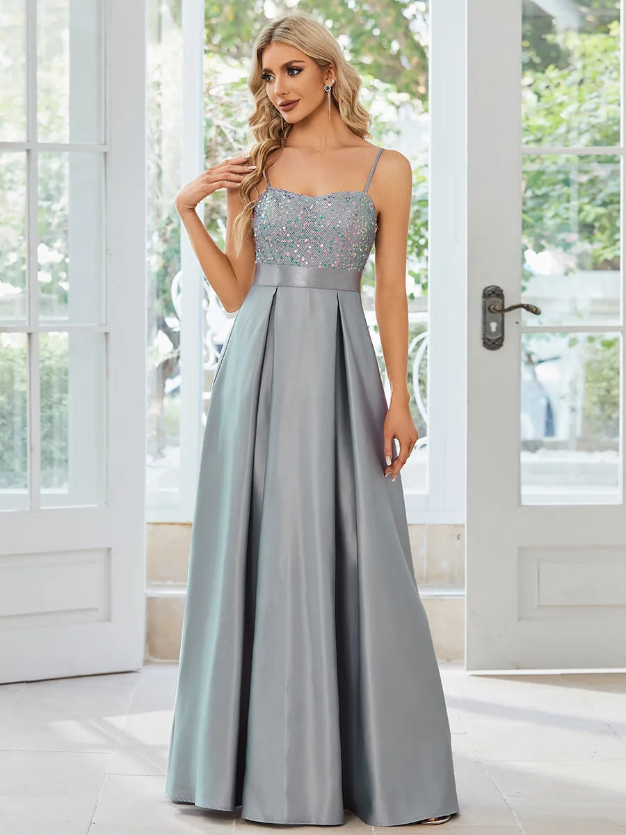 Sleeveless Sweetheart Sequin & Stain Wholesale Prom Dresses