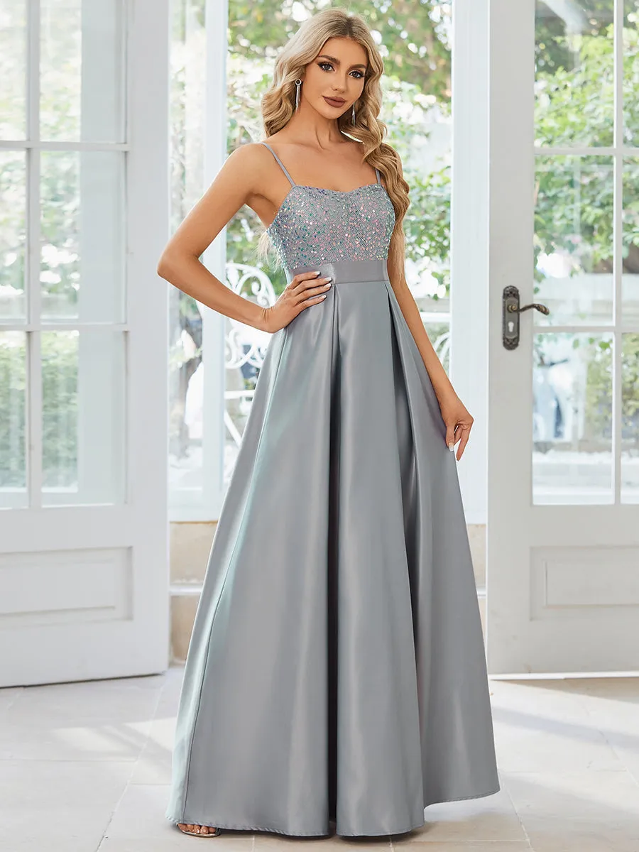 Sleeveless Sweetheart Sequin & Stain Wholesale Prom Dresses