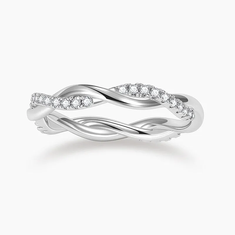 Sterling Silver Cubic Zirconia Twisted Rope Eternity