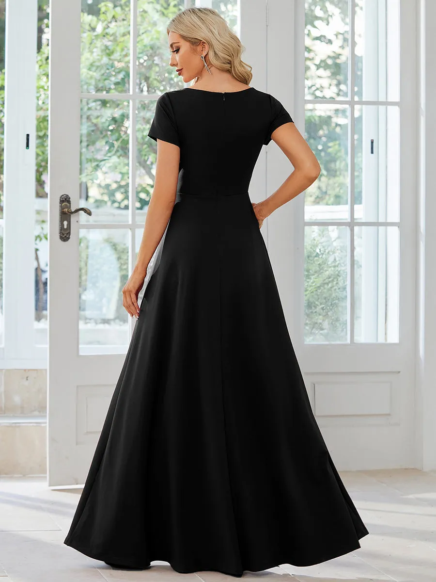 V Neck A Line Ruched Wholesale Bridesmaid Dresses