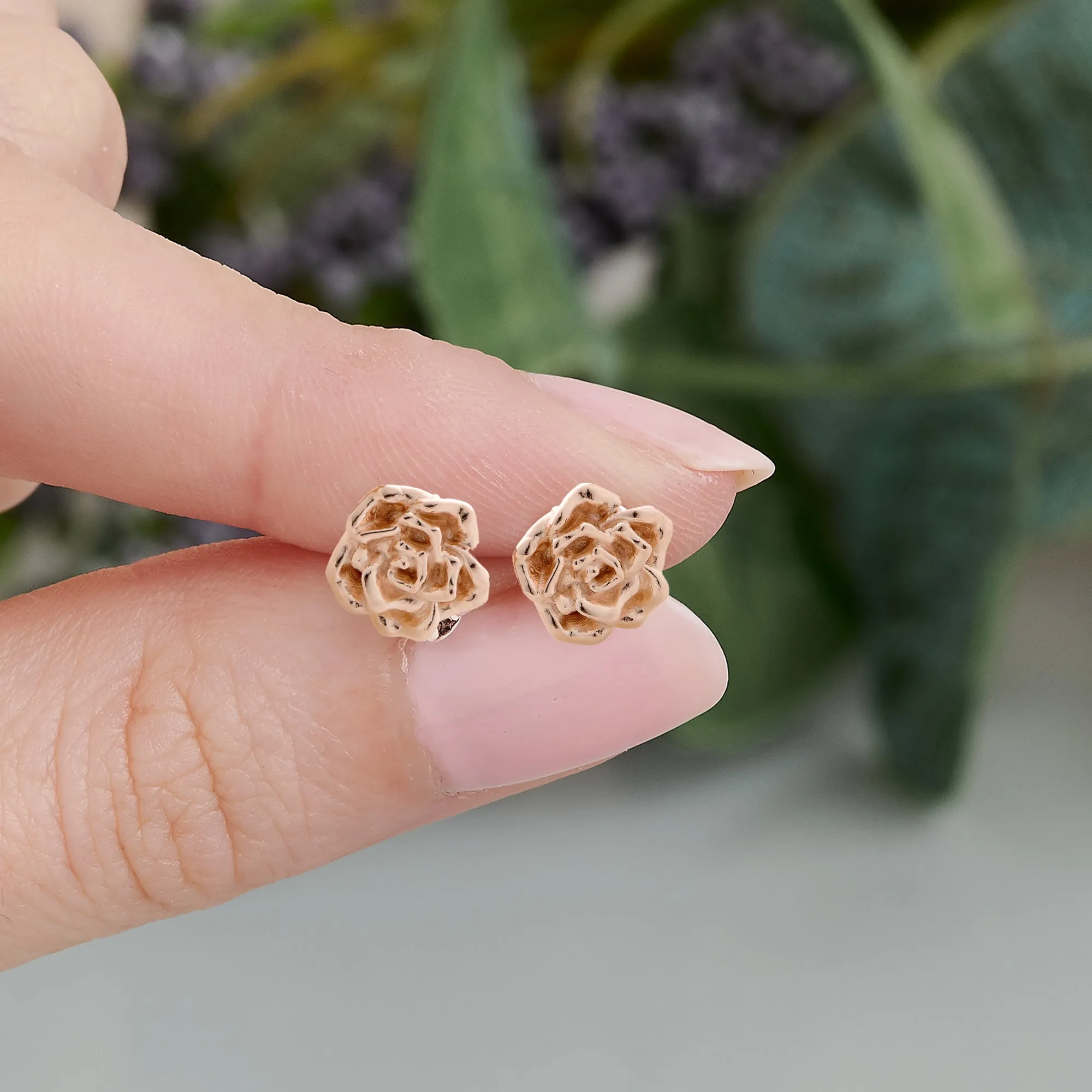 Wild Rose Rose Gold Vermeil Silver Studs