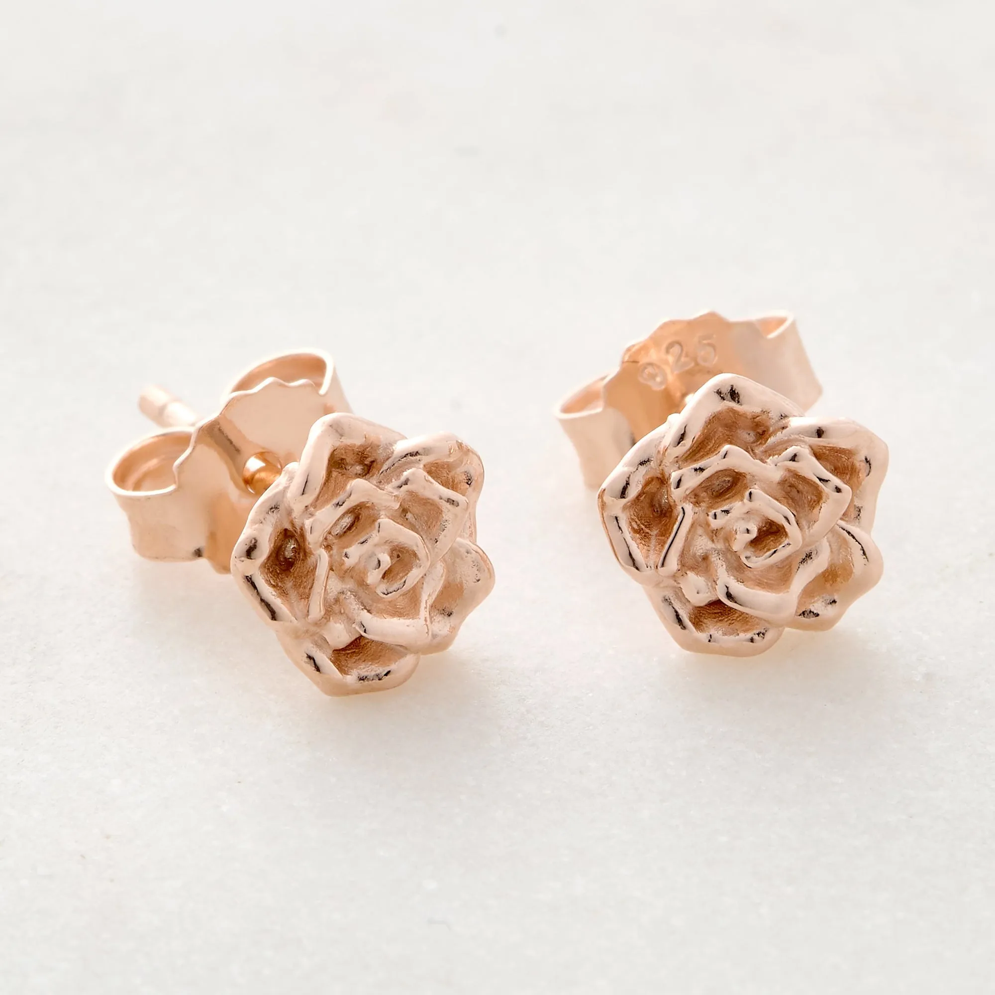 Wild Rose Rose Gold Vermeil Silver Studs